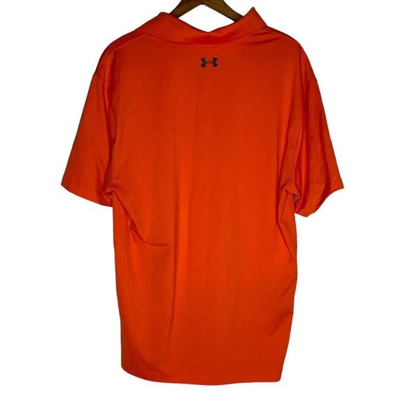 Under Armour Men's Orange Polo Shirt Short Sleeve Large Loose Heatgear Golf - Picture 3 of 8